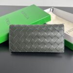 보테가 (징) 편직 플랩 롱 지갑 그레이 749438