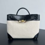 보테가 (징) 앤디아모 크로코 패턴 캔버스 백 아이보리 743572