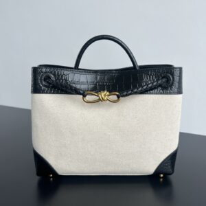 보테가 (징) 앤디아모 크로코 패턴 캔버스 백 아이보리 743572