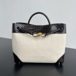 보테가 (징) 안디아모 크로코 패턴 캔버스 백 아이보리 743572