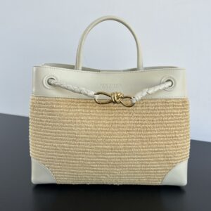 보테가 (징) 안디아모 니트 라피아 토트백 아이보리 827479