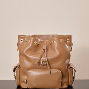 미우미우 (팬더) 소가죽 더블 백팩 갈색 5BZ042