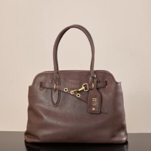 미우미우 (팬더) 어드벤처 나파 양가죽 손잡이 대형 브라운 5BG291