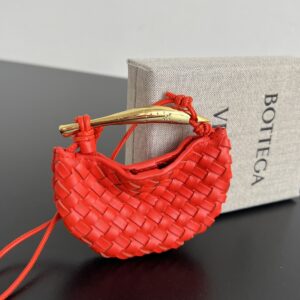 보테가 (징) 미니 사르디네 레드 인트레치아토 가죽 백 참 836834