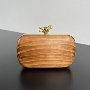 보테가 (징) 컨트 클러치 브라운 나무 질감 금색 하드웨어 804292