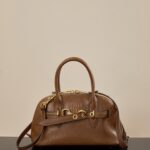 미우미우 (팬더) 어벤투르 베이쉘백 소가죽 빈티지 골드 5BB169 브라운