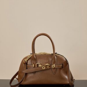 미우미우 (팬더) 어벤투르 베이쉘백 소가죽 빈티지 골드 5BB169 브라운