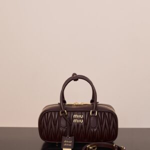 미우미우 (팬더) 아르카디에 중형 캐비어 가죽 핸드백 석란목색 5BB148