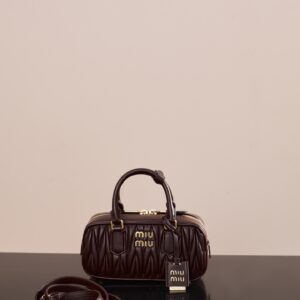 미우미우 (팬더) 아르카디에 메탈라세 양가죽 미니 갈색 5BB142