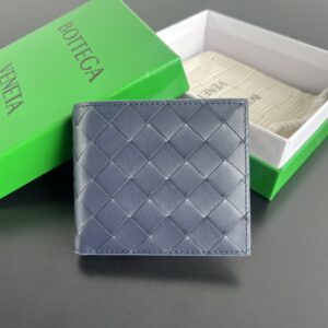 보테가 (징) 동전 지갑 더블 접이식 블루 소가죽 605722
