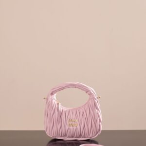 미우미우 (팬더) 완더 호보 소형 핑크 마틀라세 양가죽 백 5BC125