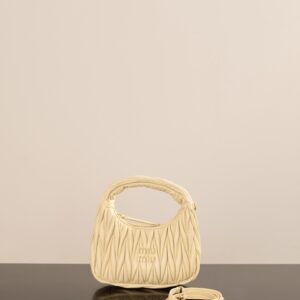 미우미우 (팬더) 완더 호보 소형 크림 금색 하드웨어 5BC125