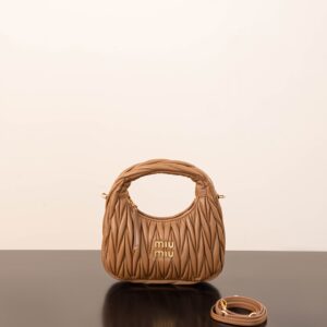 미우미우 (팬더) 완더 호보 소형 핸드백 캐러멜 5BC125