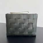 보테가 (징) 편직 소가죽 손가방 그레이 649616