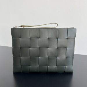 보테가 (징) 편직 소가죽 손가방 그레이 649616