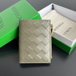 보테가 (징) 엮음 디자인 더블 지퍼 지갑 그레이 742330