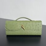 보테가 (징) 안디아모 오스트리치 가죽 클러치 파우치 그린 805241