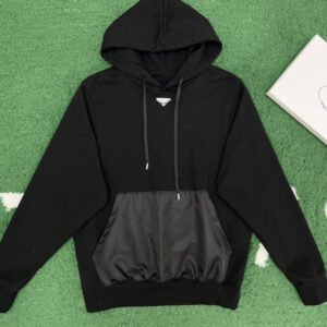 프라다 [잔디집] 트라이앵글 후디 플리스 코튼 로고