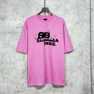 발렌시아가 [사슬공장] BB 핸드 드로우 아이콘 반팔 티셔츠 핑크