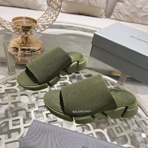 발렌시아가 스피드 2.0 리사이클드 니트 슬라이드 다크그린