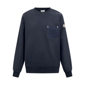 몽클레어 【잔디집2】 데님 포켓 로고 패치 스웨트셔츠 맨투맨（세븐）