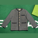 구찌 [잔디집] 24SS 인터로킹 G 재킷 울 깅엄 체크 블랙
