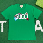 구찌 [잔디집] 캐릭터 프린트 코튼 반팔 티셔츠 그린
