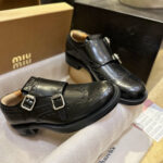 미우미우 X 처치스 블랙 브러쉬드 가죽 더블 몽크 브로그 슈즈 “35SIZE – 40SIZE”