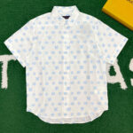 루이비통 [ 잔디집 ] 모노그램 반팔 셔츠 블루 스텐실