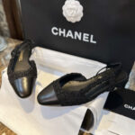 샤넬 블랙 트위드 슬링백 플랫 슈즈 “34SIZE – 41SIZE”